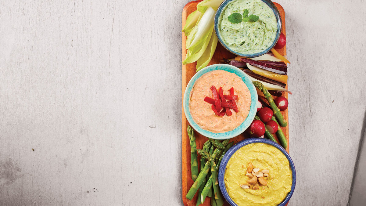 Cashew, Pepper, and Spinach Dips